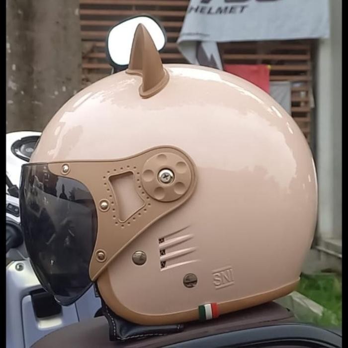 Helm Retro Bogo R Six Pilot Kuping Kucing Pasti Ori