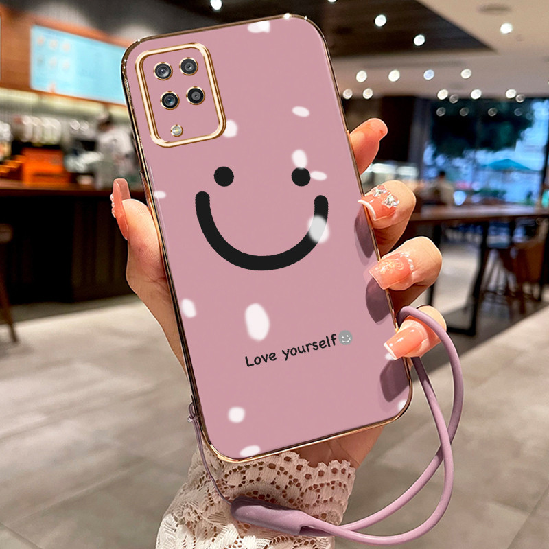 Casing Hp Untuk Samsung Galaxy A12 4G A12 5G F12 M12 Case Casing tas emosi senyum pola Kesing HP Ces