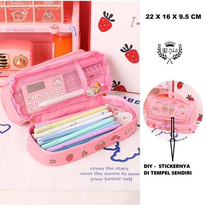 

Deli Stationary - Tempat Pensil Kotak Pensil Sticker Diy Korea Design Pencil Case