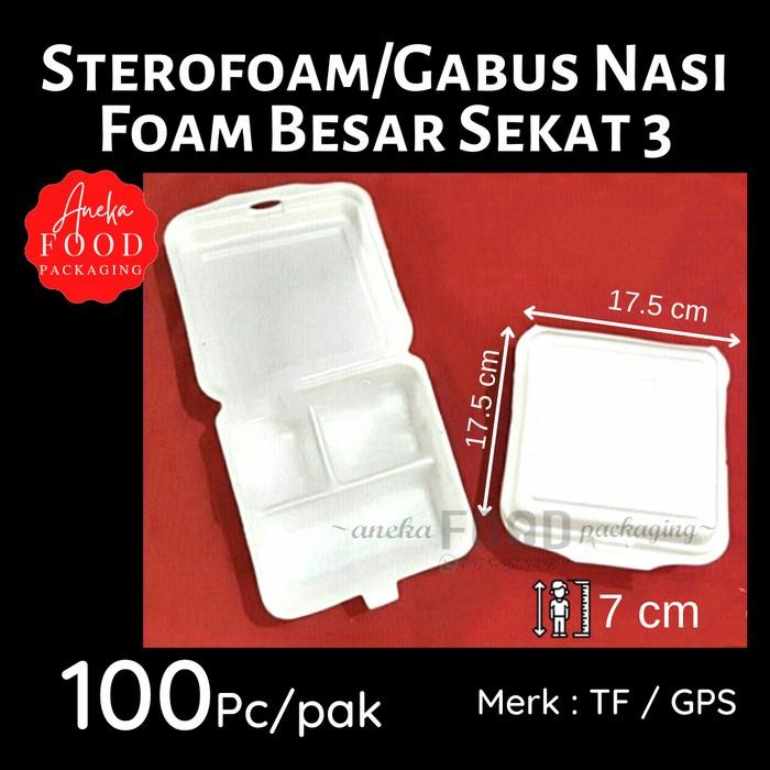 SRIY Gojek Only-Styrofoam/Sterofoam/Gabus Nasi/Kotak Makan Tf-3 Sekat