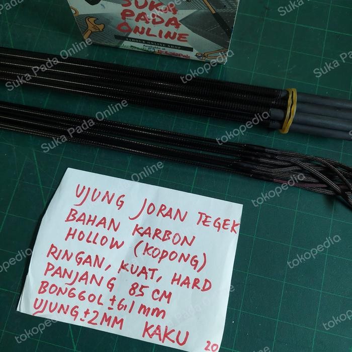 Ujung joran tegek carbon hollow ringan kuat kaku 85cm x 6.1mm x 2mm