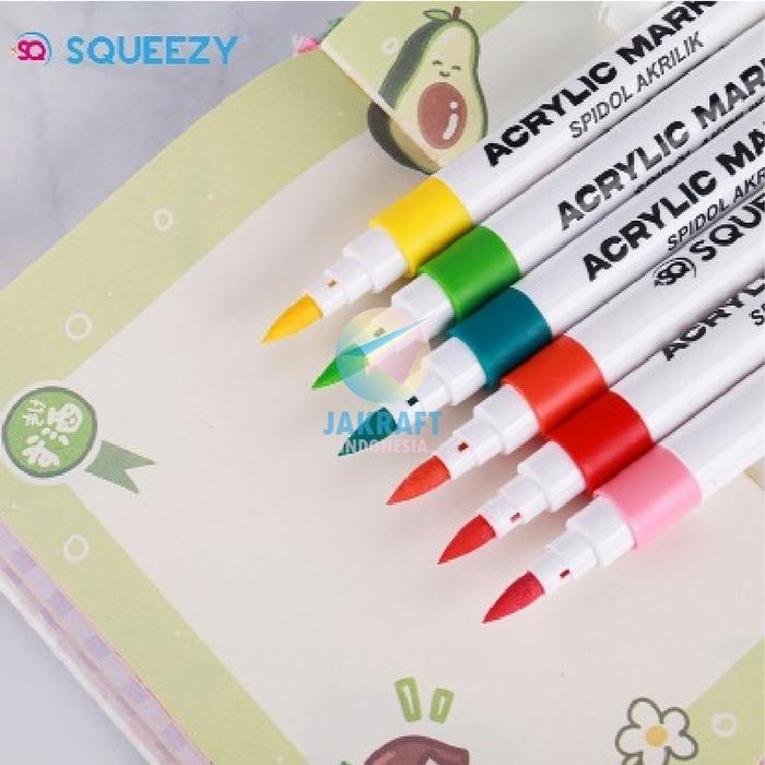 

1 Set 24 Pcs Spidol Kuas Akrilix Acrylix Brush Pen Maker 24 Warna Permanen Pasti Ori