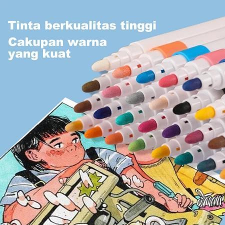 

48 Warna Sketsa Spidol Umum General Marker Set Animation Markers Dual Side Fine Art Brush Pen