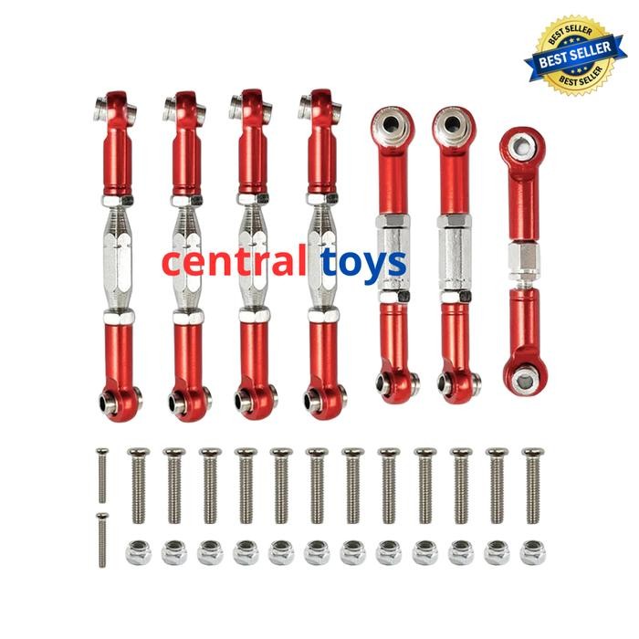 Metal Pull Rod 7Pcs Bonus Obeng Untuk Wltoys 124018 124019 Xk 144001 Terlaris