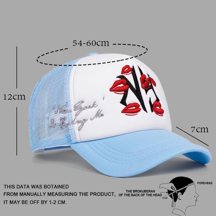 Topi baseball NY Bibir merah Embroidery Original topi truckerHat Cap Casual Distro Fashion Pria