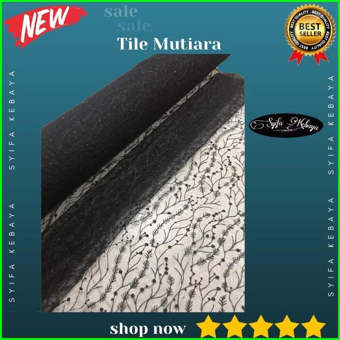 Kain Brokat Tile Mutiara Broken White Putih Tulang Brukat Tille Tulle