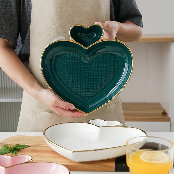 Piring Makan Love / Peach Shaped Dumpling Plate / Piring Dumpling / Piring Snacks Piring Bentuk Love