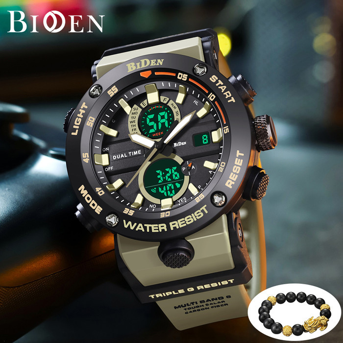 BIDEN Jam Tangan Pria Digital&Analog Original Olahraga Multifungsi Jam Tangan Cowok