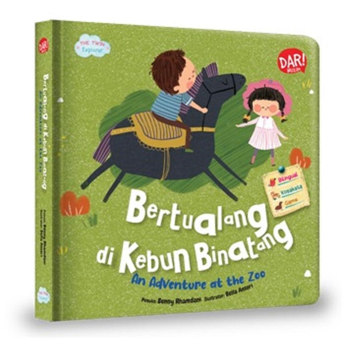 

[Mizan] Buku Anak Seri The Twin Explorer: Bertualang di Kebun Binatang (Boardbook) - Bilingual -