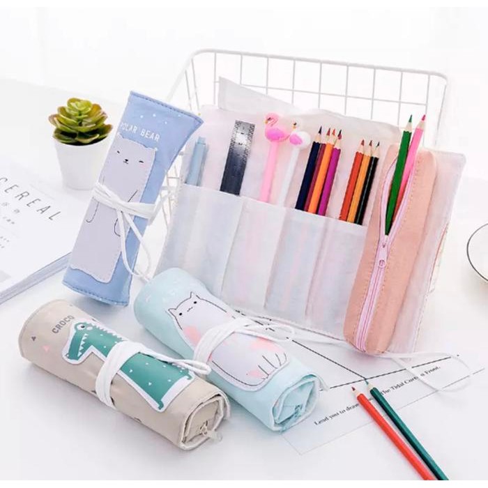 

I77W Panache 2 Pcs / Set Rolling Pencil Case Tempat Pensil Pensil Bag