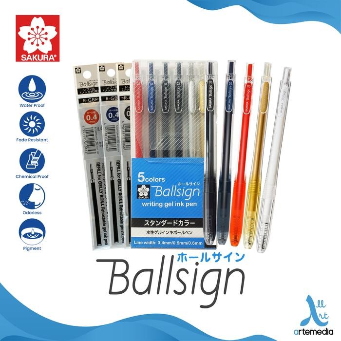 

I77W Pulpen Warna Sakura Ballsign Knock Retractable Gel Pen Bolpen
