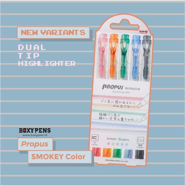 

I77W Uni Propus Window Smoke Color Double-Sided Highlighter Set