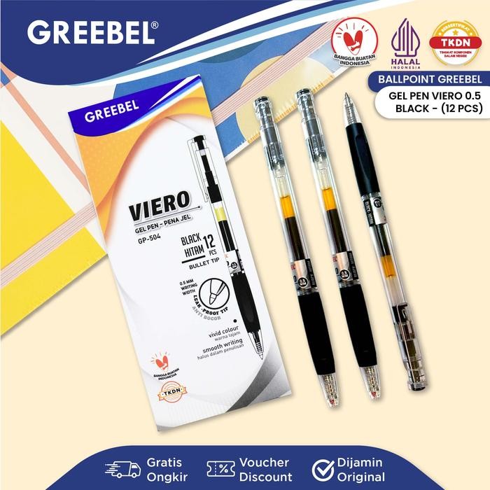 

X689 Greebel Gel Pen Pulpen Gel Pena Ballpen (Gp-504 Viero - Black) / Alat Tulis Kantor