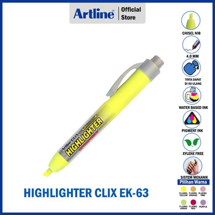 

X689 Highlighter Clix Artline Bright Colours Ek-63