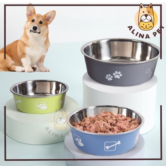 Tempat Makan Anjing Kucing STAINLESS ANTI SLIP Mangkuk Makan Pet Bowl Stainless Mangkuk Makan Kucing