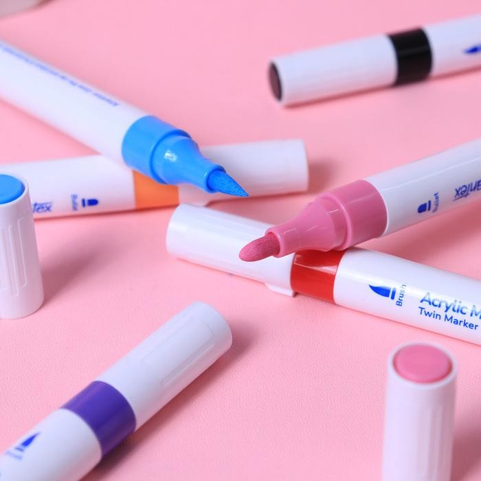 

Bantex Spidol Akrilik / Acrylic Marker 24 Warna Dual Tip Tahan Air Untuk Ilustrasi & Dekorasi BK2005