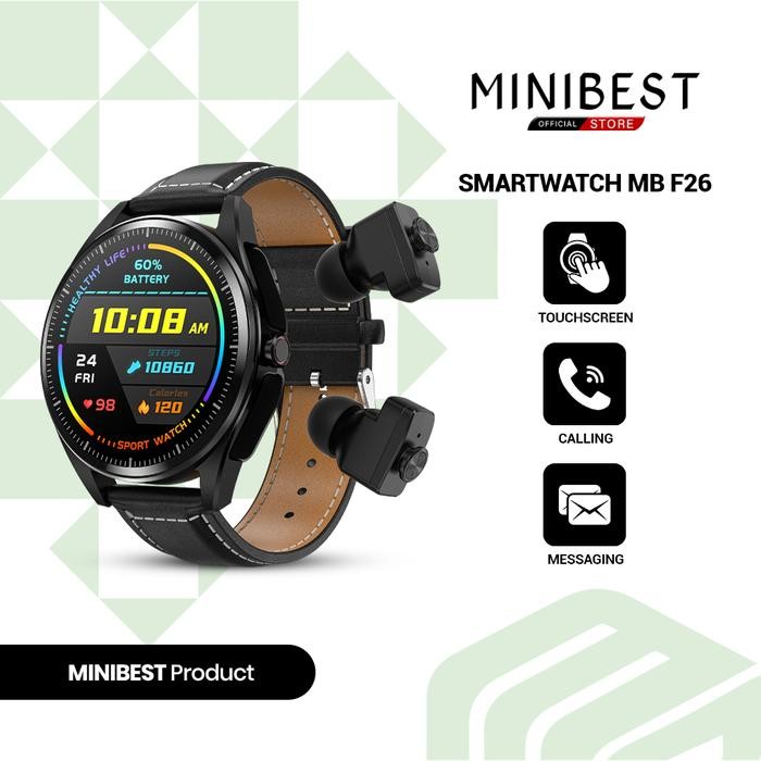 MINIBEST F26 Smartwatch TWS Bluetooth Headphones 3 in 1 with Earphone