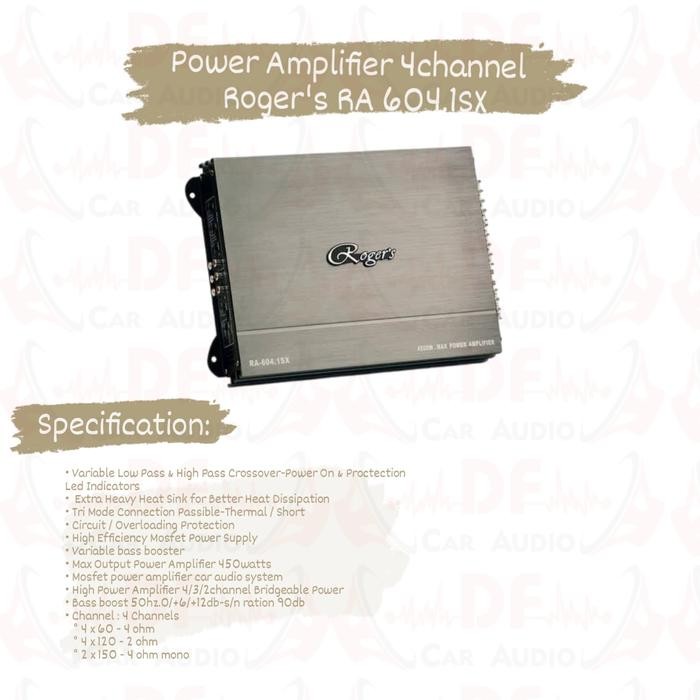 POWER AMPLIFIER 4 CHANNEL ROGER'S RA 604.1 SX