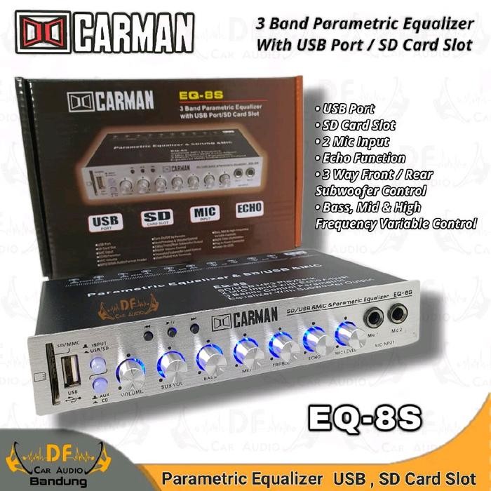 PARAMETRIK EQUALIZER CARMAN EQ8S WITH USB PORT / PREAMP KARAOKE / ALAT KARAOKE MOBIL