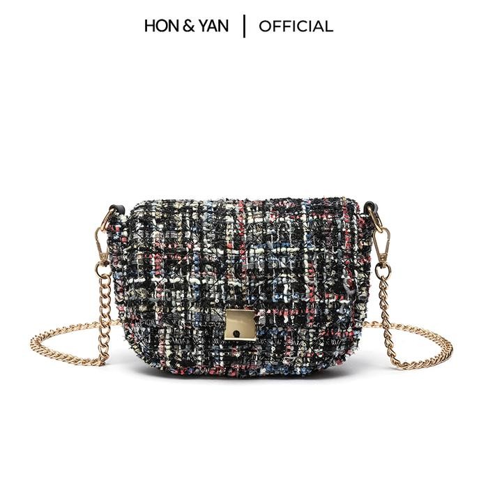HONYAN Tas Selempang Wanita Wicha Sling Bag Kulit Rajut Kekinian Tas Fashion Wanita Trendy Import
