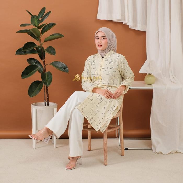 RAMABATIK - Batik Couple Baju Batik Couple Modern Motif Matrix Cream