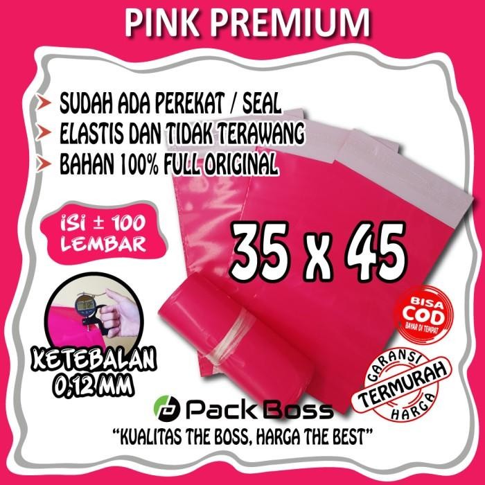 

5WUM Polymailer Pink Premium 35X45 (100 Pcs) Packaging Online Shop Amplop Perekat