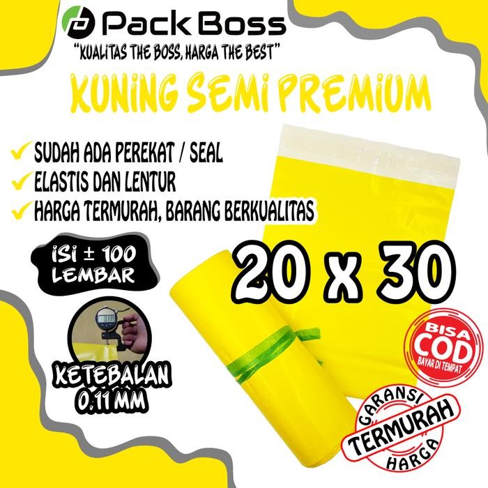 

5WUM 20X30 Kuning Semi Premium Polymailer Packaging Online Ada Perekat