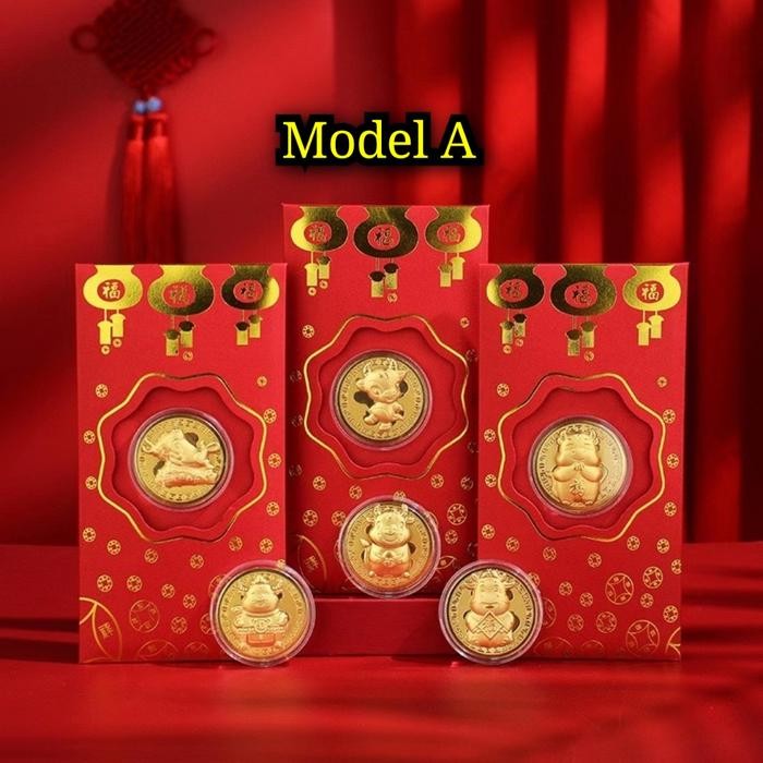 

5WUM Angpao Emas 2021 Shio Kerbau Model A / Angpao Berlapis Emas Au999