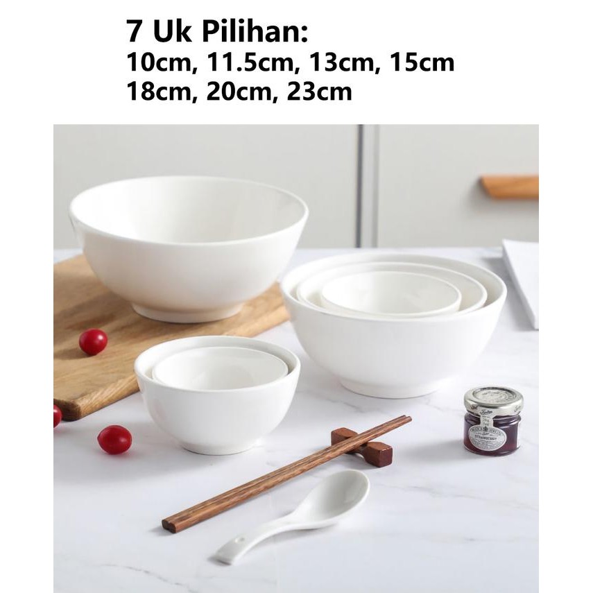 BSKU Mangkok Keramik Putih Ukuran 18Cm / 20Cm