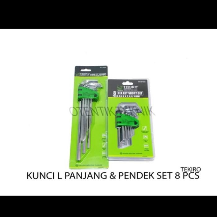 Menarik Tekiro Kunci L Set 8 Pcs Panjang Inci 5/64 - 3/8" - Kunci L Inchi Long