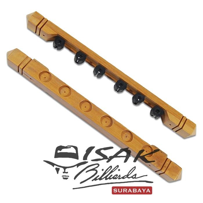 Murrey Wall Cue Rack - Rak Stick Dinding Kayu - Hold 6 PC Billiard Cue