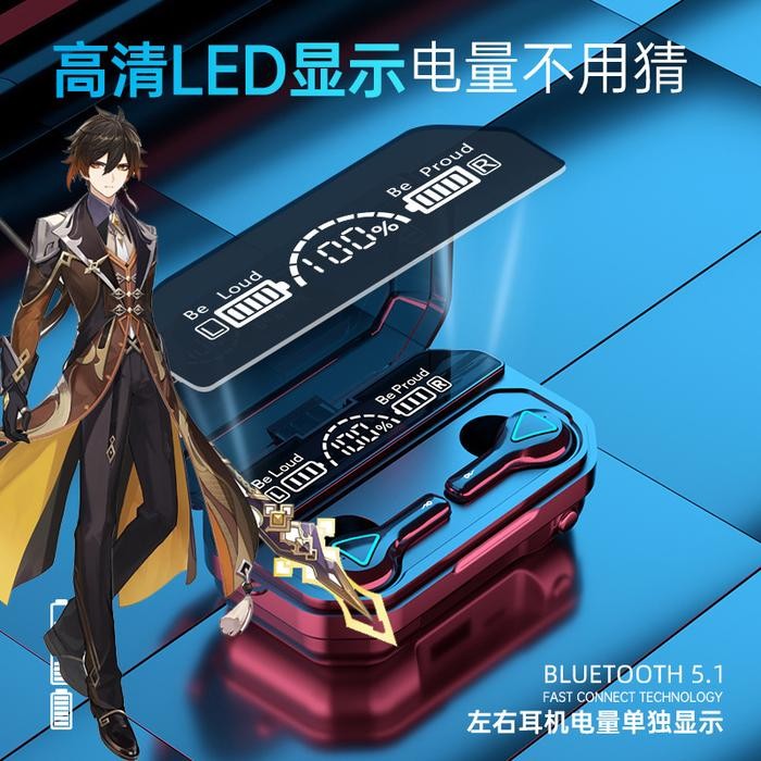 Terlaris Genshin Klee Xiao Bluetooth Earphones Ganyu Keqing Cosplay Genshin Impact Charging Case