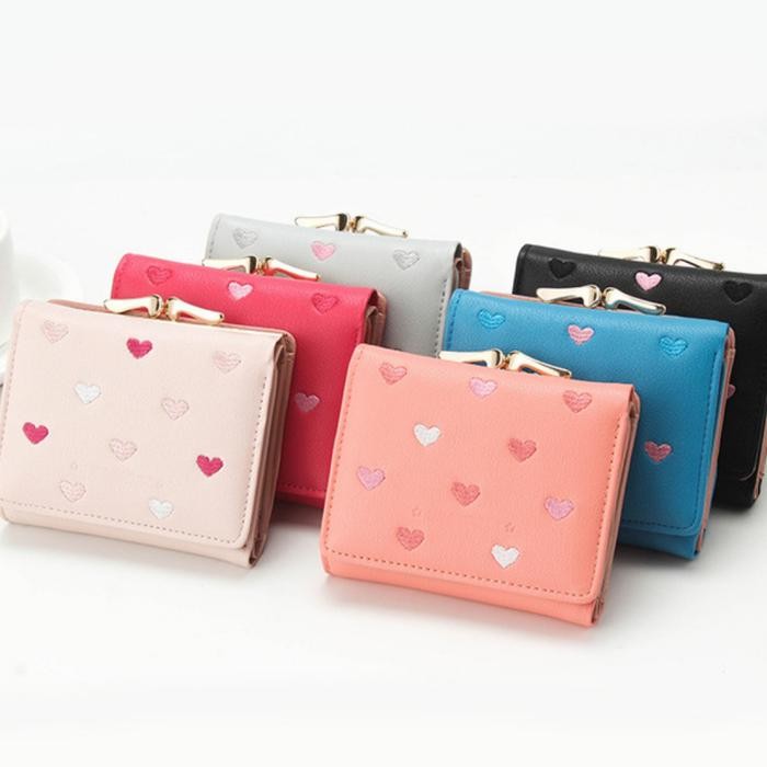 DOMPET WANITA DOMPET LIPAT LOVE DOMPET KECIL UNIK DOMPET MURAH