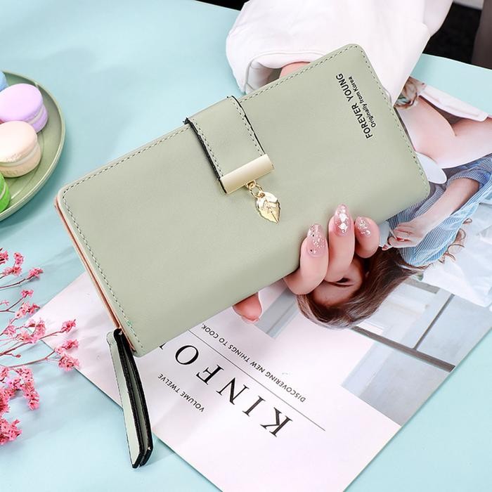 DOMPET PANJANG WANITA KOREA KULIT FASHION SCALY MURAH LIPAT ABG BATAM PREMIUM MEWAH DAUN