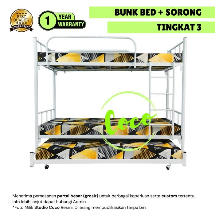 Ranjang Besi Susun 2 Dan Sorong Minimalis (Susun Tarik)