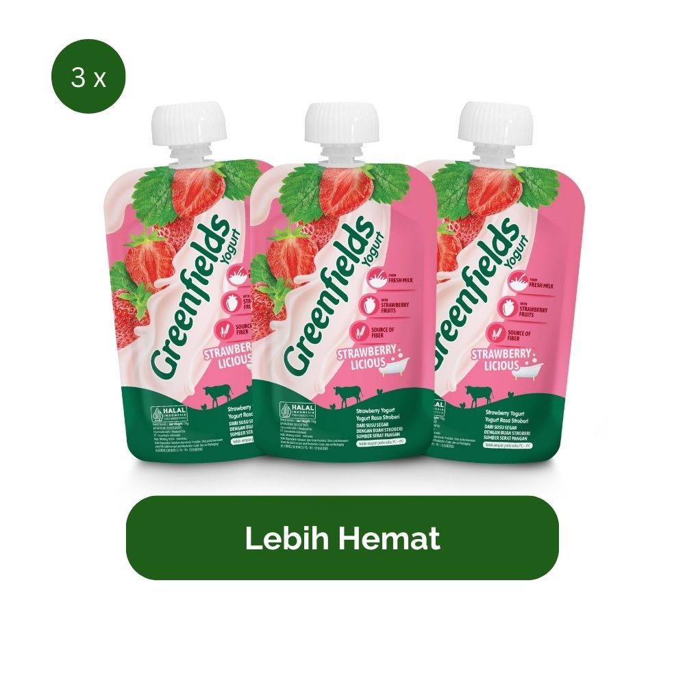 

Bundle - 3 x Greenfields Yogurt Strawberry Pouch 110 gram