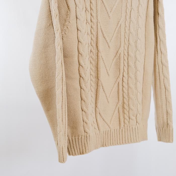 Turtleneck Sweater Dewasa Kerah Tinggi Motif Cable Knit Oversize