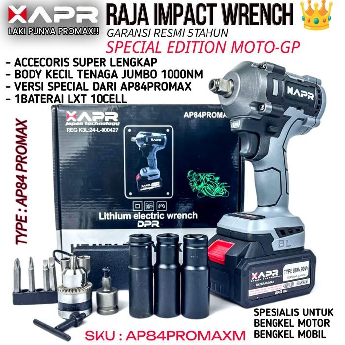 IMPACT WRENCH APR AP84PROMAX 1000NM 1/2INCH BODY KECIL TENAGAJUMBOMOTOGP KUNCI TORSI KUNCI RODA