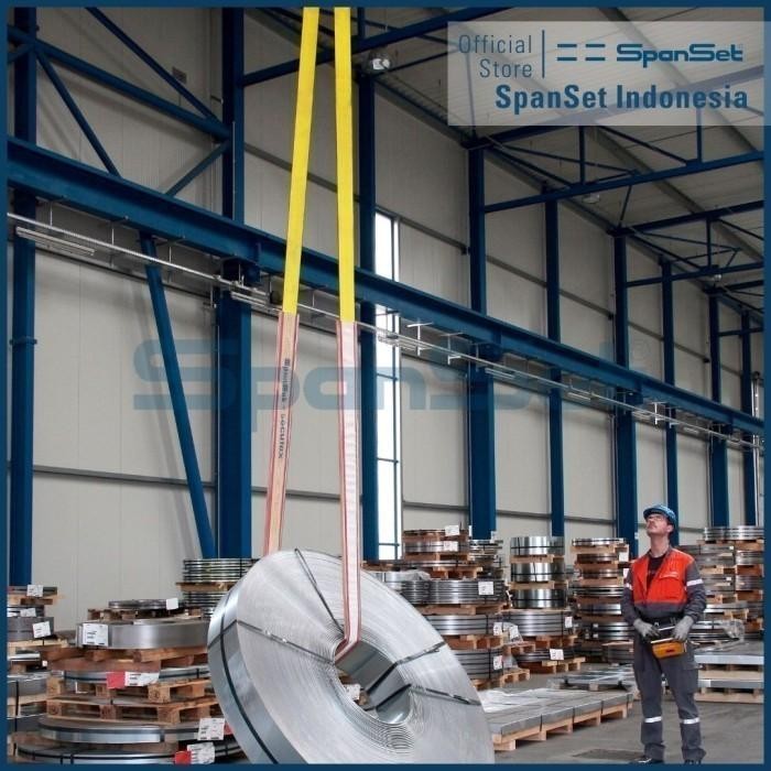 

Bisa Spk! [B4000-9M] Spanset Webbing Sling Double Ply 4 Ton X 9 Meter, Safety Factor 7:1, Tali