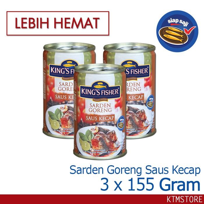 

READY PAKET 3 PCS KING'S FISHER SARDEN MINI GORENG SAUS KECAP 155G KALENG
