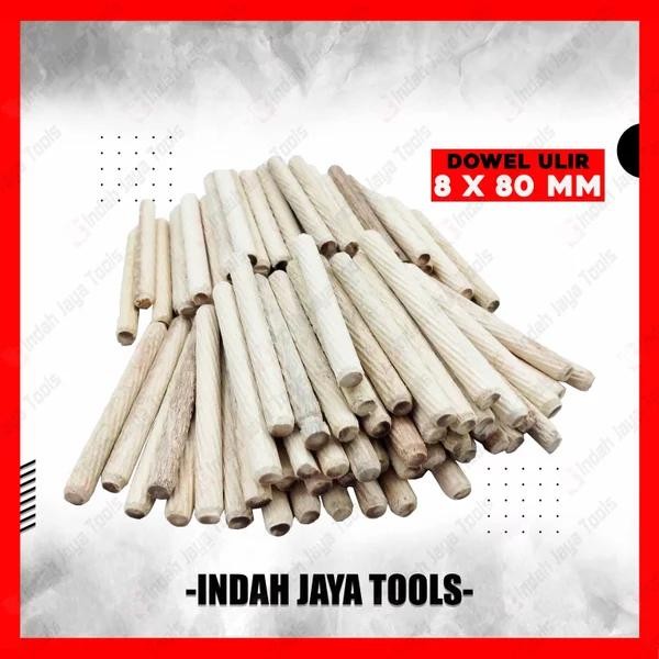 

DOWEL Kayu Ulir 8 x 80 MM 100 Pcs Pen Sambungan Stik Kayu Bulat