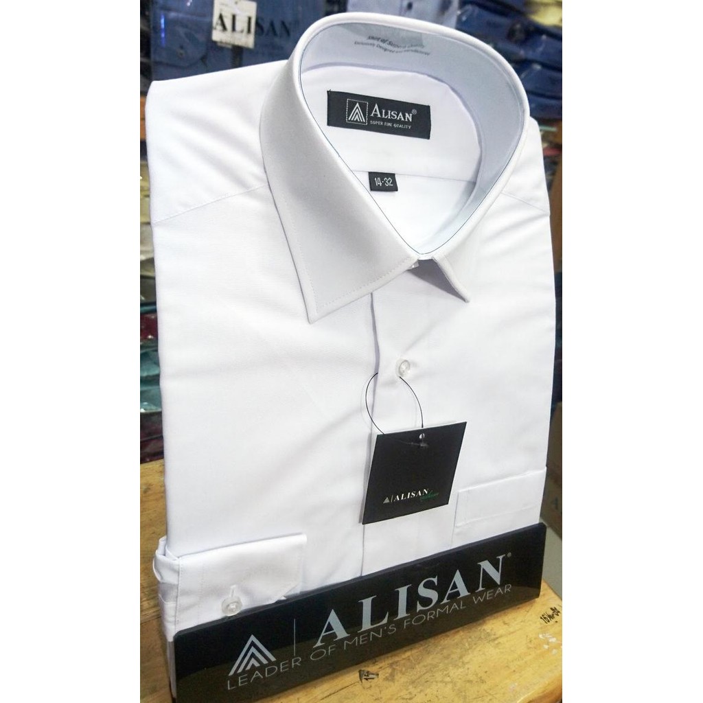 Alisan Kemeja Polos Reguler Lengan Panjang Size 17,5 //Putih//