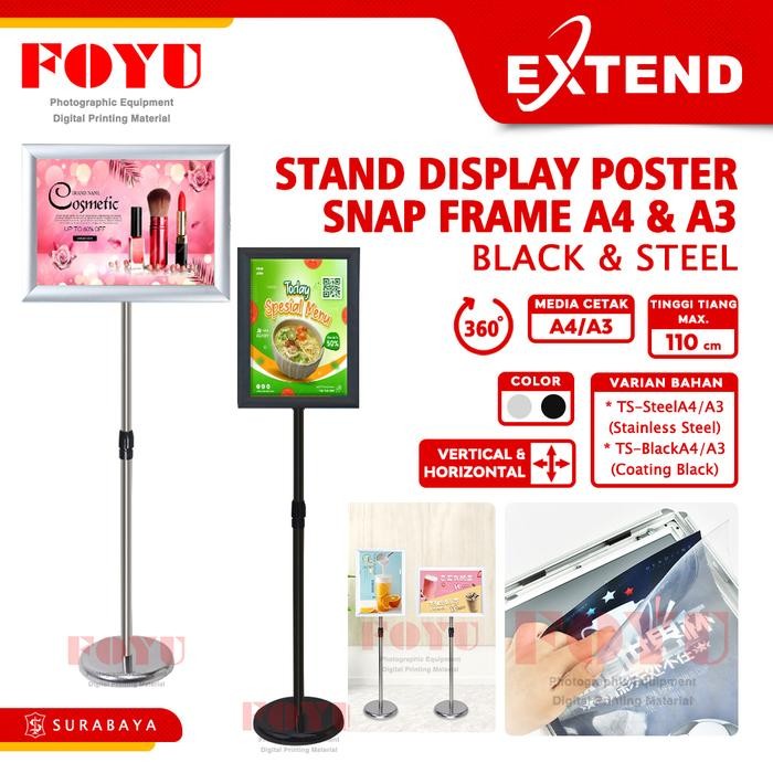 

Extend Stand Display Banner Promosi Poster Snapframe Telescopic Frame A3 A4 Sign Board Standing