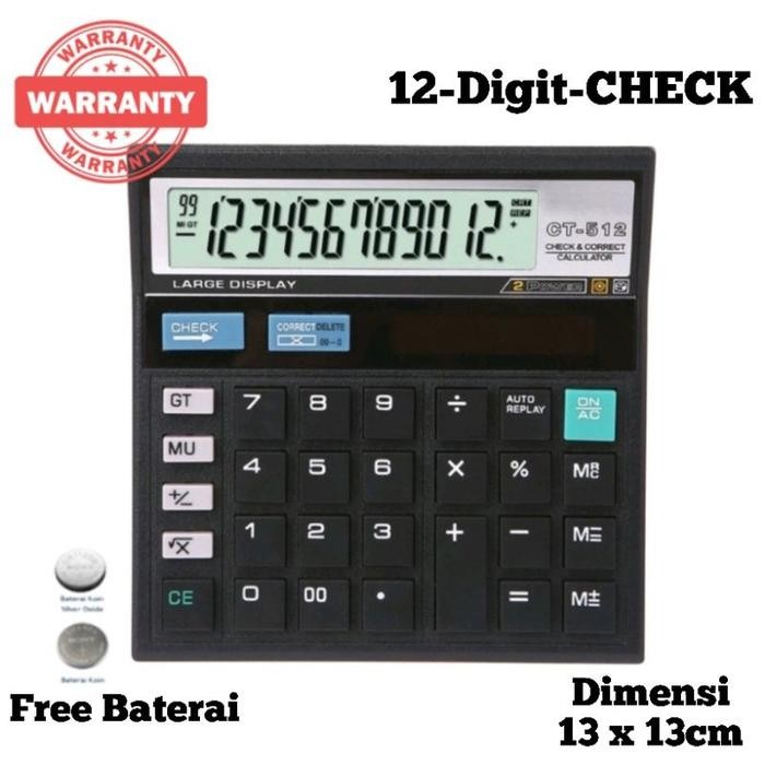 

kalkulator ct 512 12 digit Hitam
