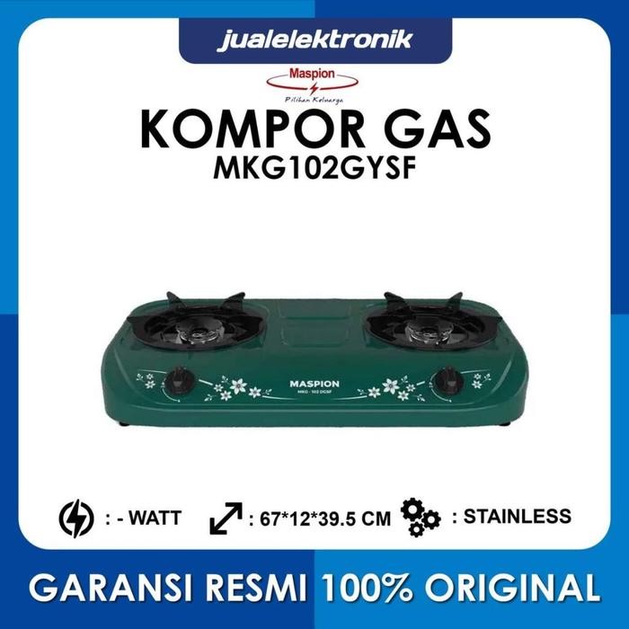 Quantum Electrolux - Maspion Kompor Gas 2 Tungku Mkg-102Dgsf - Stainless Steel Warna Hijau