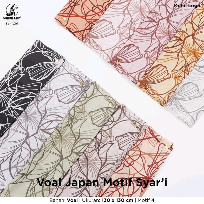pita UMAMA SCARF HIJAB SEGIEMPAT ISI 5 VOAL JAPAN SYARI MOTIF JUMBO 130x130