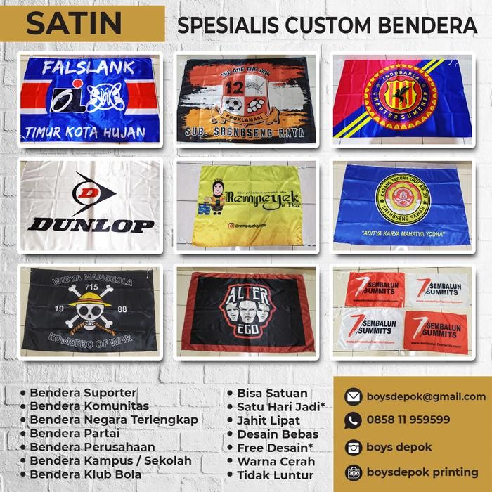Terlaris Custom Bendera, Giant Flag, Spanduk, Baliho, Umbul-Umbul Bahan Satin