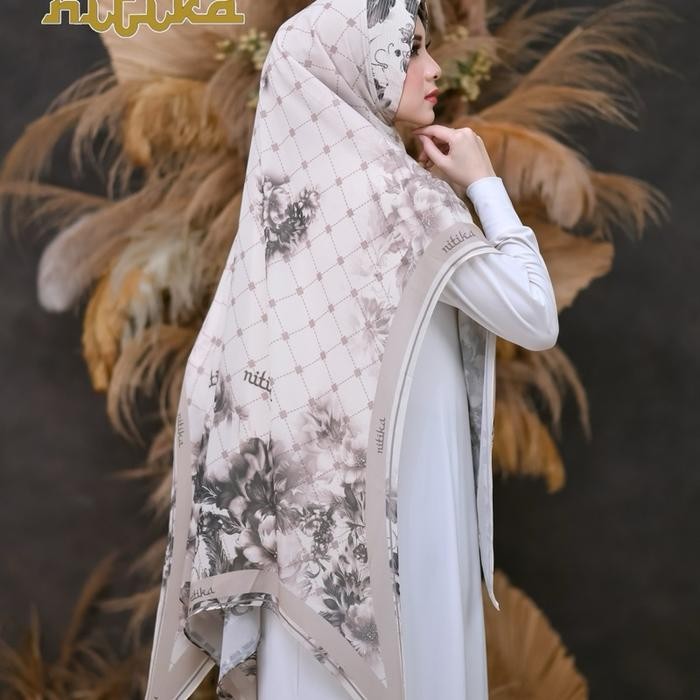 pita Hijab Khimar Printing V16 Nitika - Khimar Printing Nitika 2 Layer - BabyDoll, Ceruty, Panjang,