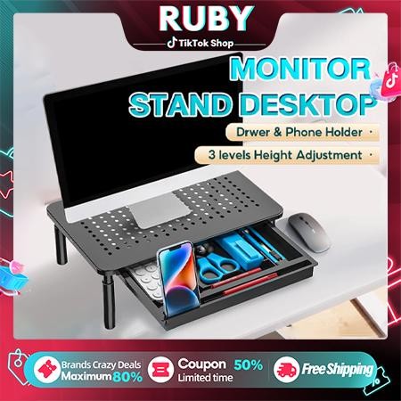 

Baru Monitor Stand Adjustable Desktop Rack 20KG Penyangga Monitor Laptop