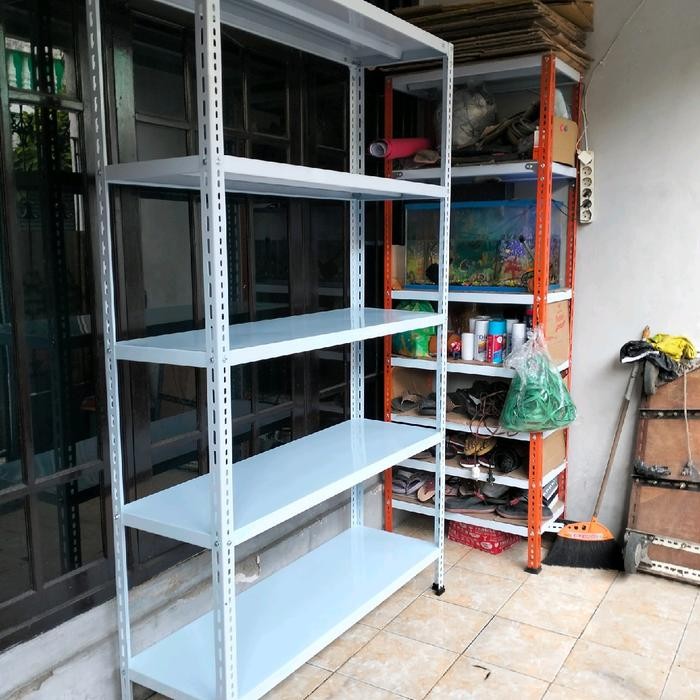 

Baru Rak Besi Siku Lubang Serbaguna Bongkar Pasang 5 Susun 100x40x200 cm Furniture
